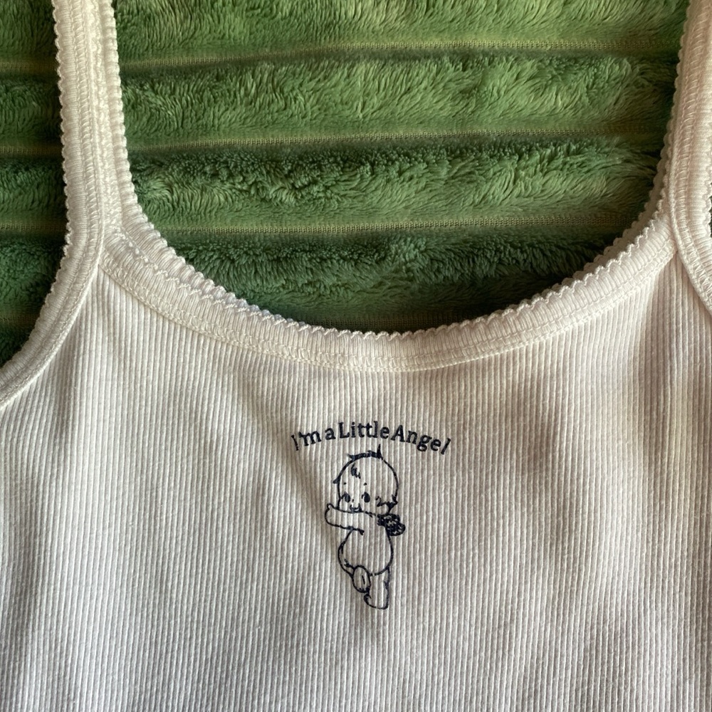 Brandy Melville White Tank Top with Graphic
